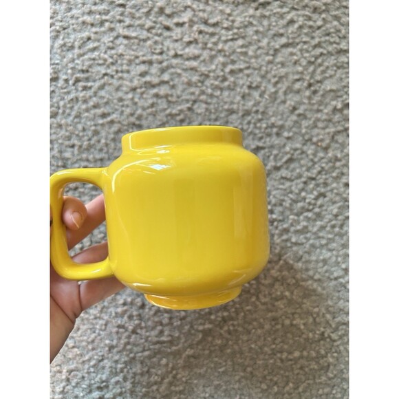 Ceramic Lego Head Mug Silly Face Tongue Out Yellow - Picture 3 of 4